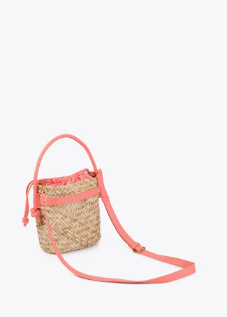 Bucket Bag with Faux Leather Details