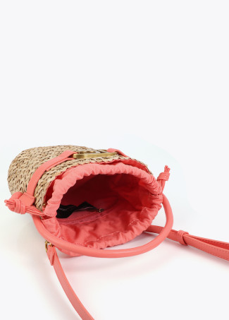 Bucket Bag with Faux Leather Details