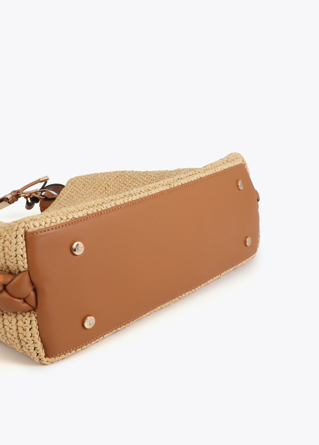 Shopper Bag Combined Rattan Effect with Die-Cut...