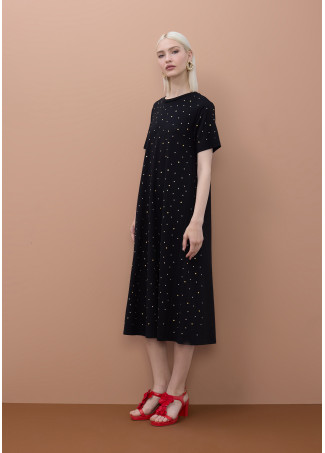 Vestido manga corta tachas