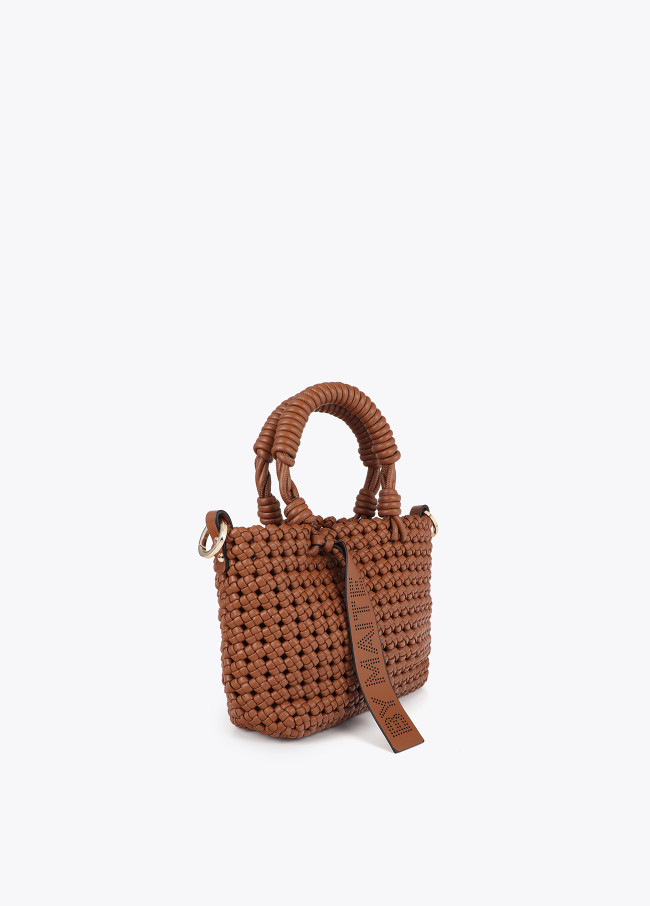 Bandoulière tressée à nœuds effet cuir
