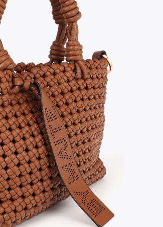 Borsa a tracolla intrecciata con nodi effetto pelle