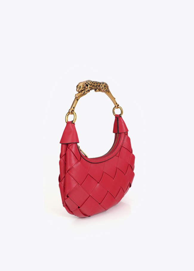 Sac Demi-Lune Tressé Anse Léopard