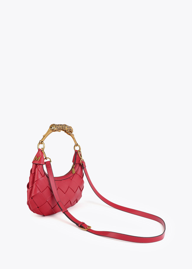 Bolsa Trançada Meia-Lua Alça Leopardo