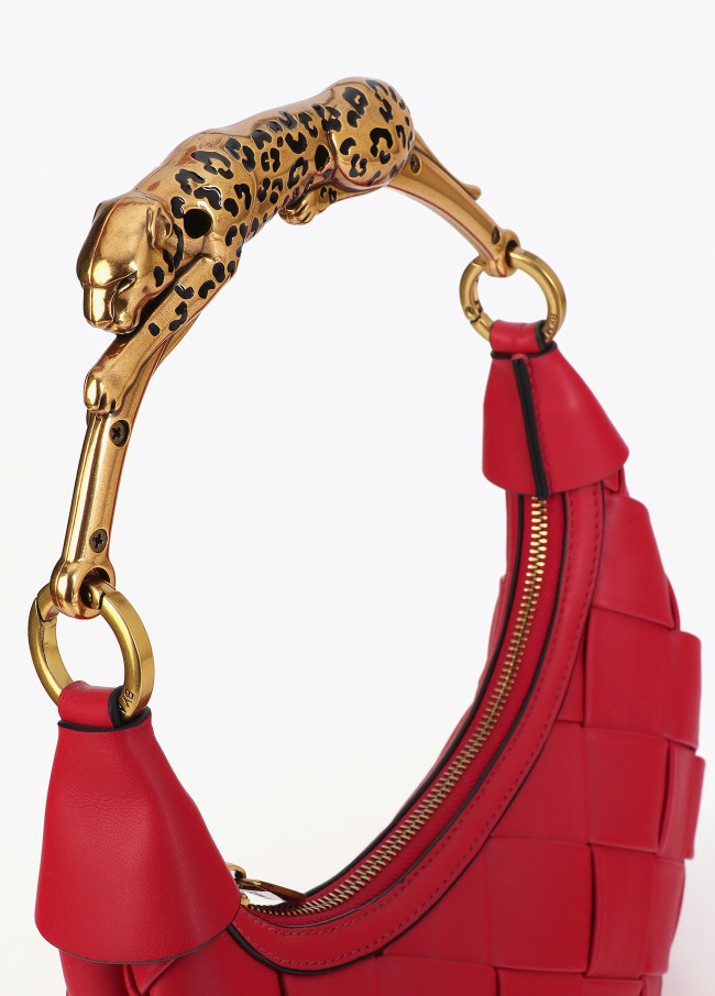 Sac Demi-Lune Tressé Anse Léopard