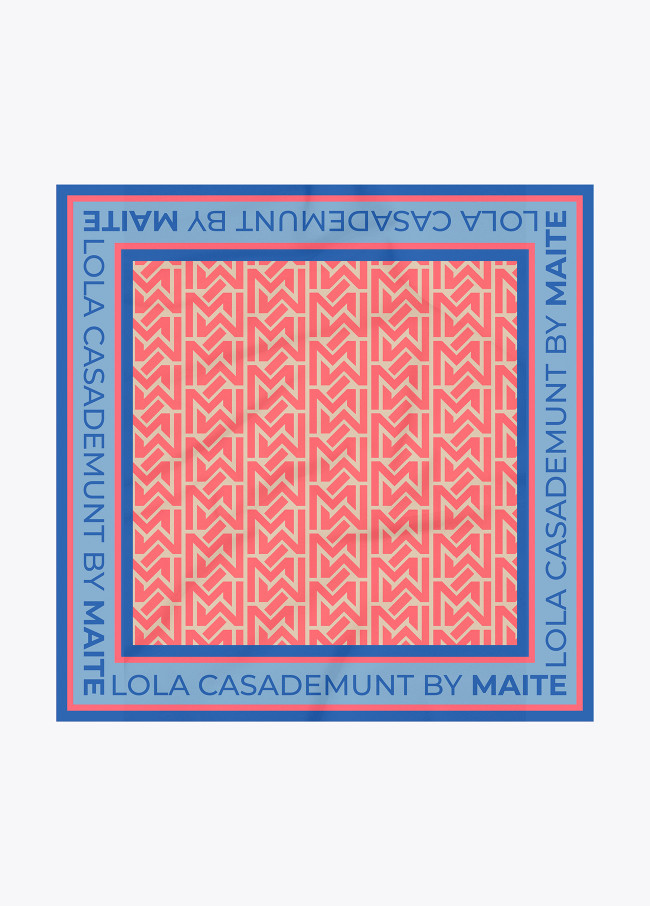 Foulard di Raso con Stampa Monogramma