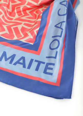 Satin Halstuch mit Monogramm-Print