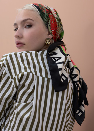 Multicolor Striped Satin Scarf