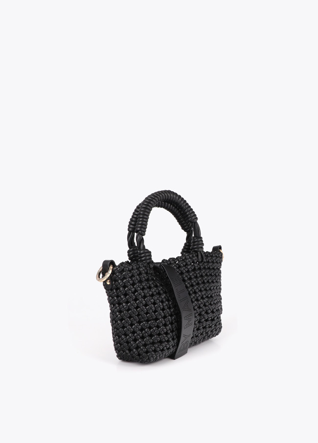 Bandoulière tressée à nœuds effet cuir