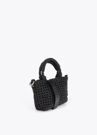Borsa a tracolla intrecciata con nodi effetto pelle