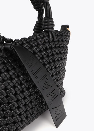 Bag crossbody trançada com nós efeito de couro