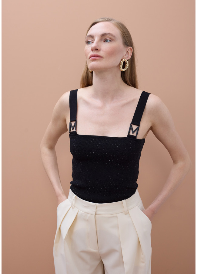 Top con Bretelle Strass e Fibbia