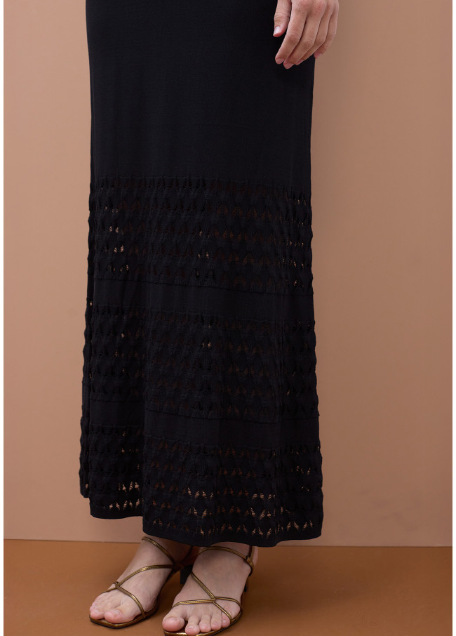 Vestido longo de malha com alças largas e...