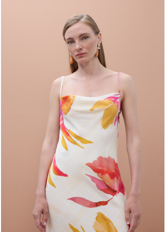 Robe Lingerie Longue à Imprimé Floral