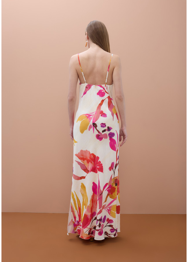 Robe Lingerie Longue à Imprimé Floral