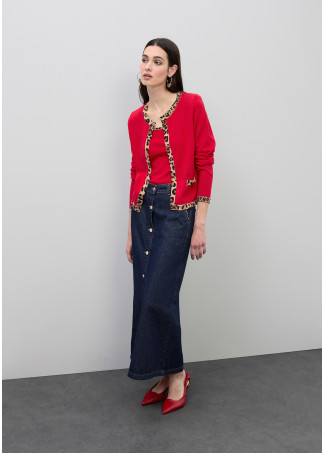 Cardigan com contraste animal print