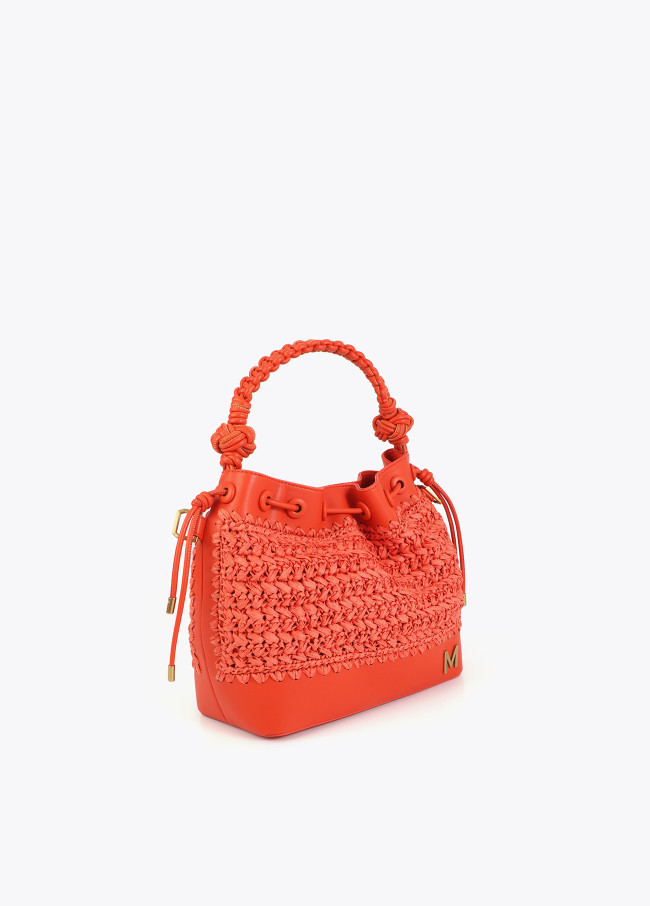 Colorful Raffia Bucket Bag