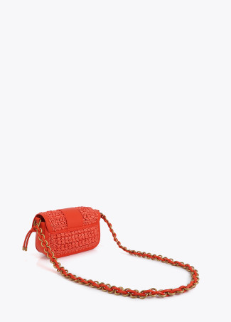 Bandoulière combinée raphia et cuir synthétique