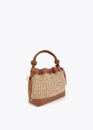 Raffia and Faux Leather Bag