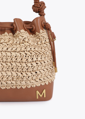 Raffia and Faux Leather Bag
