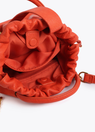 Faux Leather Round Handle Bag