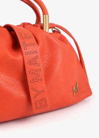 Faux Leather Round Handle Bag