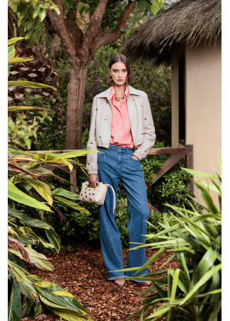 Pantalon avec Perles Dorées sur le Côté