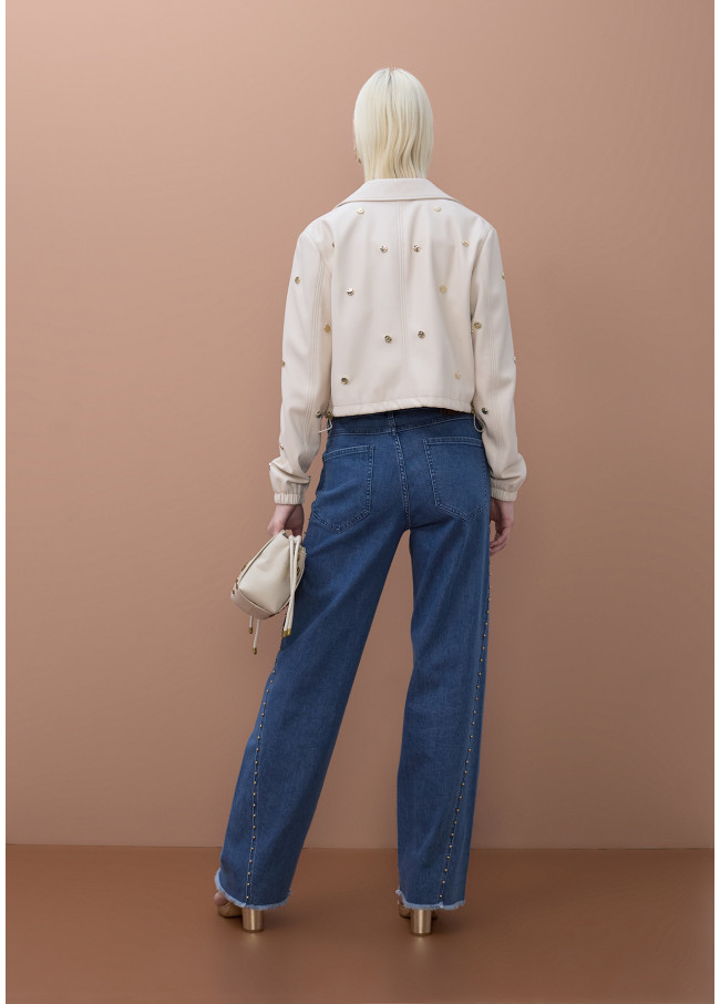 Pants with Gold Beads on Side