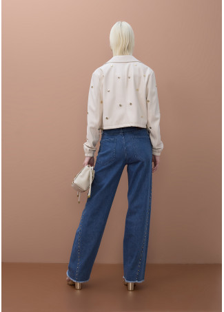 Pants with Gold Beads on Side