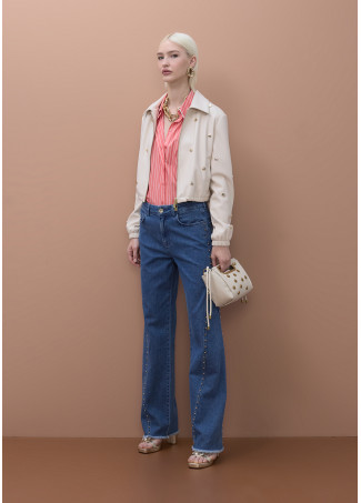 Pants with Gold Beads on Side