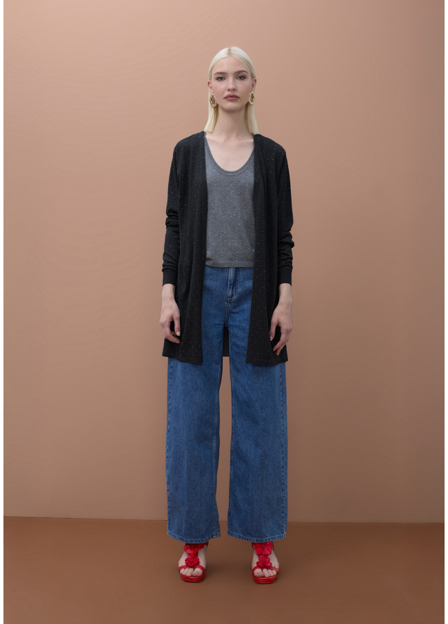 Cardigan lungo con strass