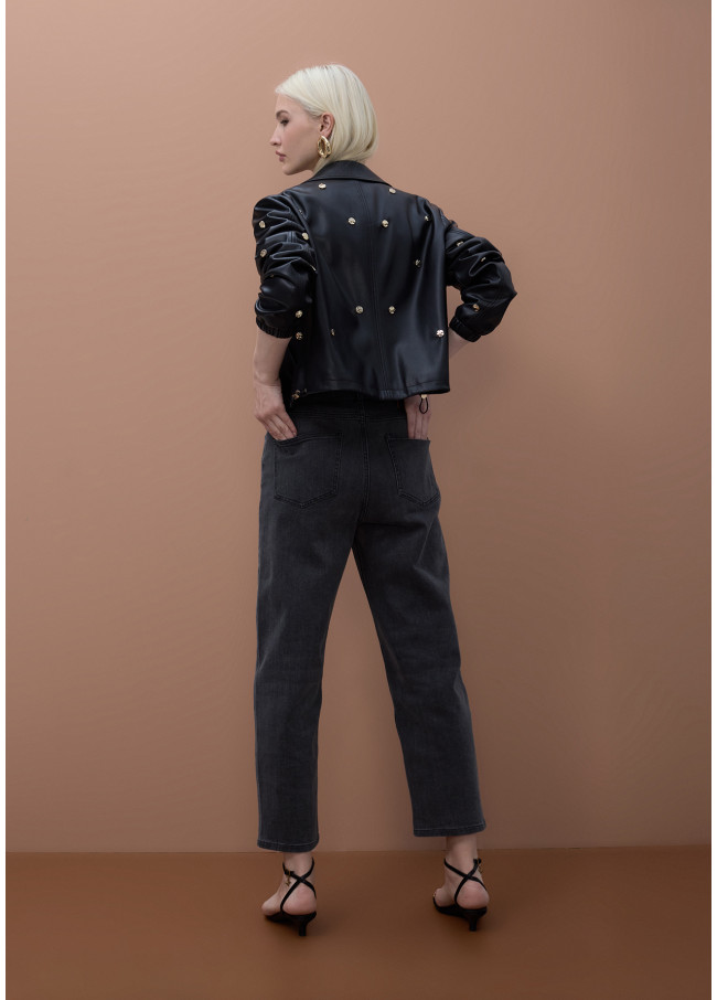 Jeans Dritti con Dettagli Borchie