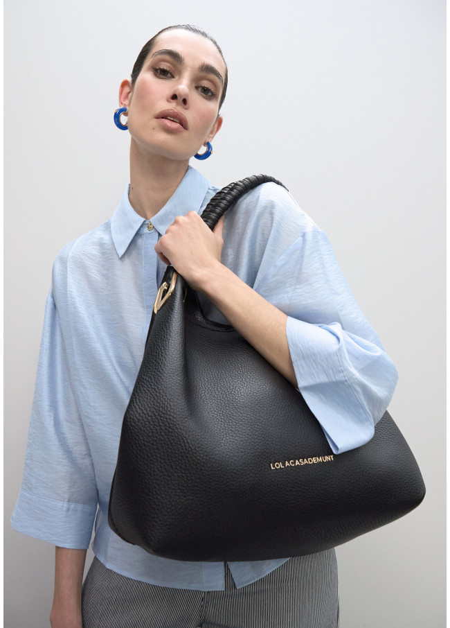 Shopper anse tressée détails métalliques