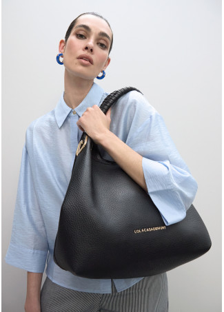 Shopper with Braided Handle and Metal Details