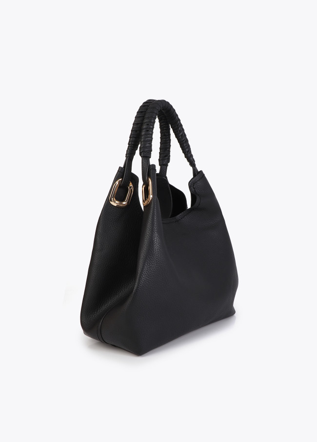 Shopper asa trenzada detalles metálicos