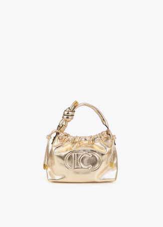 Golden Bucket Bag with Embossed Logo