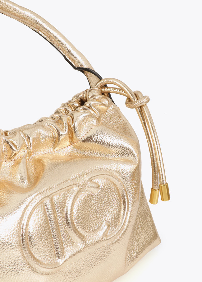 Golden Bucket Bag with Embossed Logo