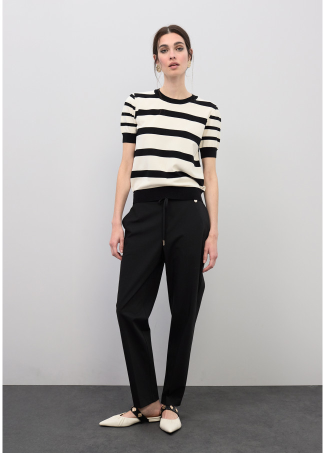 Camiseta tricot blanco y negro