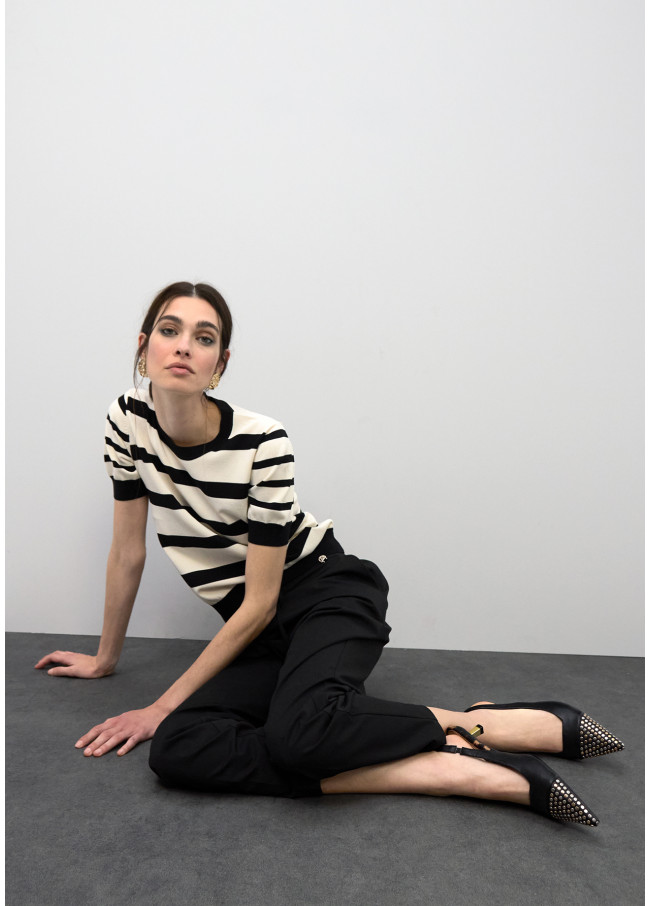 Maglietta in maglia bianco e nero