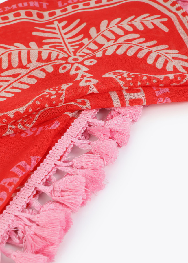 Pareu stampato tropicale con frange