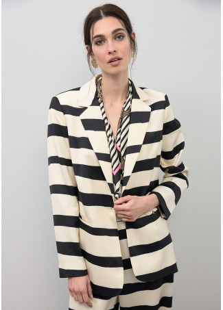 Striped Fluid Satin Blazer