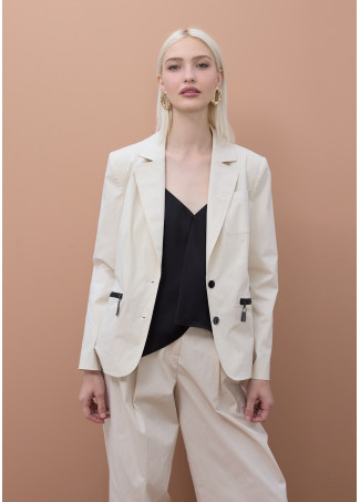 Blazer Ajusté avec Poches Zippées Laquées