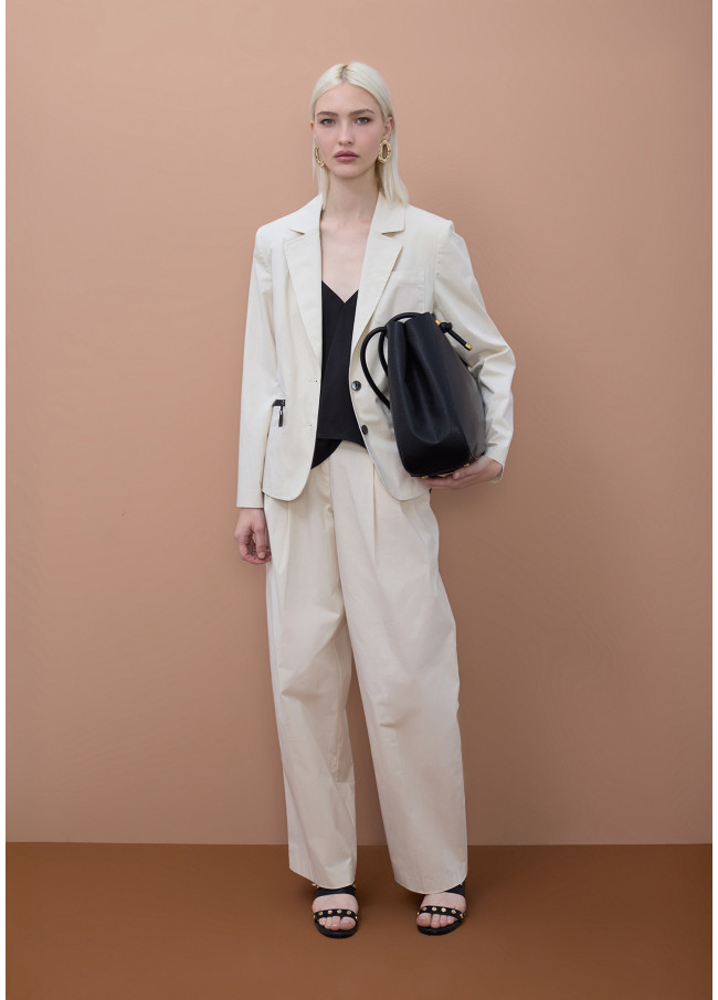 Fitted Blazer with Lacquered Zipper Pockets