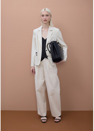 Blazer Ajusté avec Poches Zippées Laquées