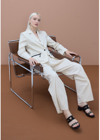 Fitted Blazer with Lacquered Zipper Pockets