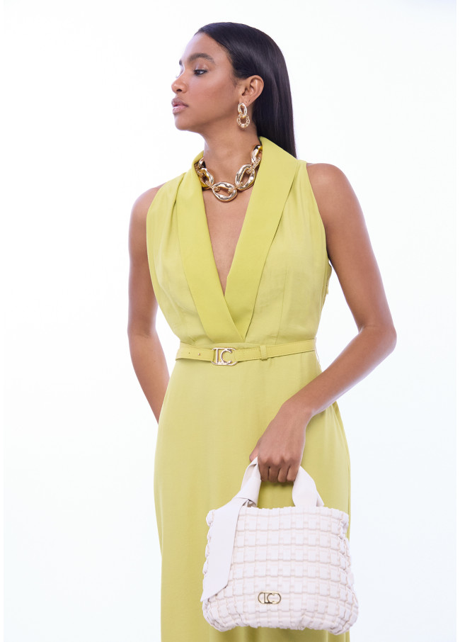 Woven Material Bag with Bow Detail