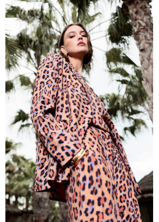 Blazer reto fluido estampado animal