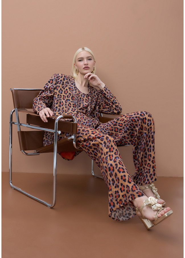 Blazer fluido dritto stampa animale