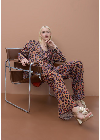 Fließend gerader Blazer mit Tierprint