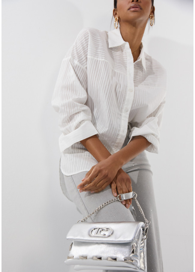 Small Metallic Crossbody with Rectangular Studs